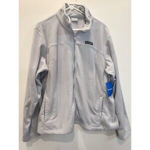 Columbia Women's Castle Dale Full Zip Fleece Jacket pockets Light Gray 2x NWT